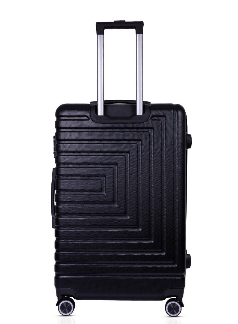 MNUK Pilgrimage Checked Traveling Luggage | Hardside Soft Handle Trolley Bag with TSA Lock |Double 360° 4 Wheeler| Trolley luggage Bag 28 Inch - Black - Image 2